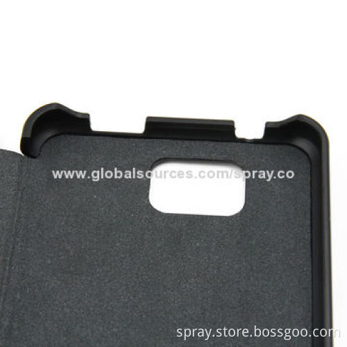 Black PU leather folio cell phone cover with PC holder inside